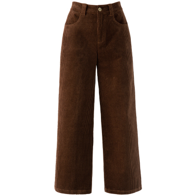 高腰休闲春四季九分灯芯绒直筒裤