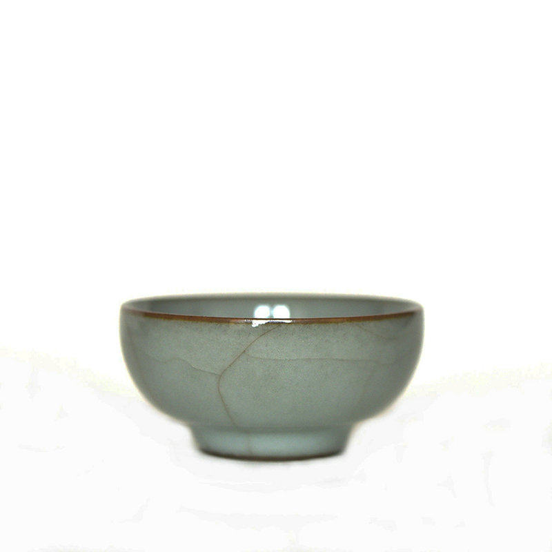 龙泉哥窑全手开片粉青釉禅定杯