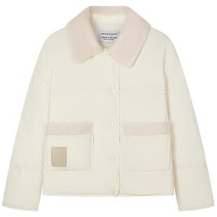 TeenieWeenie小熊奥莱2024年伸特奇仿羊羔绒轻薄短款羽绒服外套女