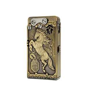 【祝融火具】拿骚八代黄铜煤油打火机12生肖国风按压弹射雕刻男礼