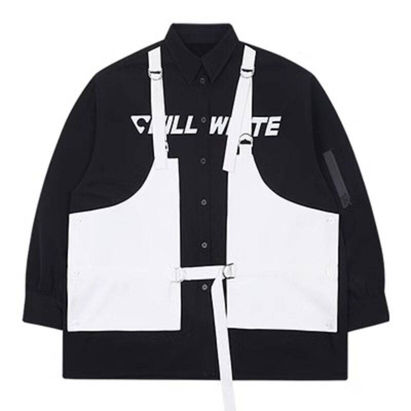 CHILLWHITE2022新款黑白假两件滑雪服衬衫男女款个性百搭户外潮牌