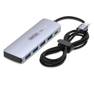 优越者10G高速分线器USB3.2扩展器延长线加长hub转换插头带Type-C供电USB拓展坞一拖四多口通用usb转接头1米