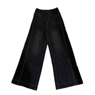 冬季一体羊羔绒加厚阔腿牛仔裤女