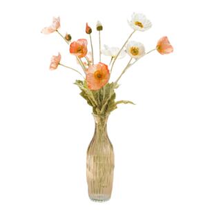 LOKO 虞美人仿真花假花卧室ins摄影道具玻璃花瓶套装罂粟客厅花束