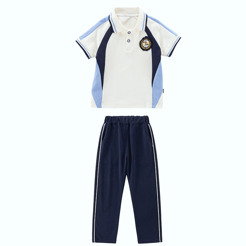 小学生班服六年级毕业照服装短袖长裤运动套装夏季纯棉初中生校服