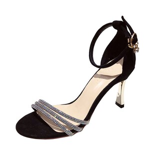 小码313233水钻一字带凉鞋2026年新款仙女风细跟高跟鞋大码41一43