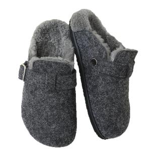 InkingPot彭姐 厚底百搭勃肯拖鞋女包头毛毡绒面一脚蹬羊毛穆勒鞋