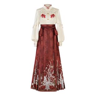 原创【锦瑟】明制汉服 改良立领对襟灯笼袖短衫+织金仿妆花马面裙