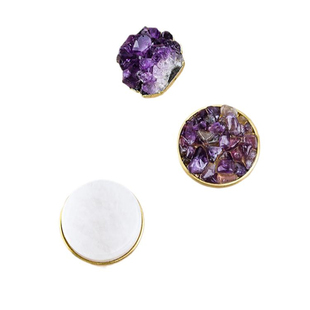 铜匠师北欧黄铜天然水晶四叶草拉手轻奢紫晶抽屉拉手柜门把手拉手