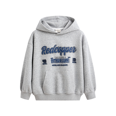redcopper童装男童2025新款秋冬季上衣儿童美式字母印花连帽卫衣