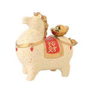 新中式马上有钱摆件陶瓷招财办公室客厅桌面高档家居装饰品开业