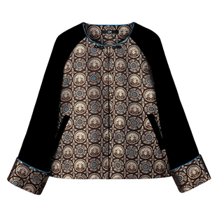 中国丝绸隆鹊[锦羽宝相]宋锦对襟外套新中式国风春秋桑蚕丝唐装