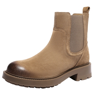 森达切尔西靴女冬新商场同款英伦潮流休闲短靴XVM01DD5