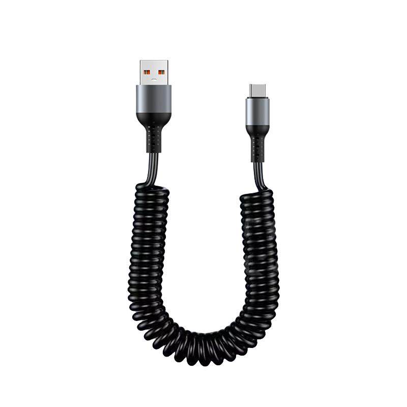 适用苹果15promax弹簧伸缩USB-C数据线iPhone15lpus手机usb车载13收缩充电宝摩托车线14proP