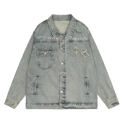 F383春秋冬宽松牛仔外套