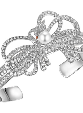 【精选礼物】MOH动物絮语系列天鹅舞缎带手链蝴蝶结水晶珍珠手镯