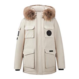 雅鹿派克服羽绒服女款冬2026新款爆款时尚巨好看的工装大毛领外套