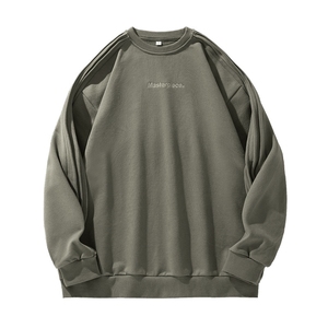 情侣重磅圆领卫衣男秋季无帽2025新款美式刺绣上衣情侣装休闲外套