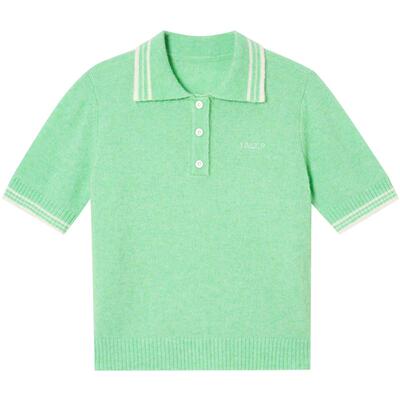 SALT.P可颜绿色polo翻领短袖针织衫上衣女2026春新款AC36106050