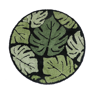 植物龟背竹超细毛绒地毯客厅卧室浴室圆形热带森林叶子tufted地垫