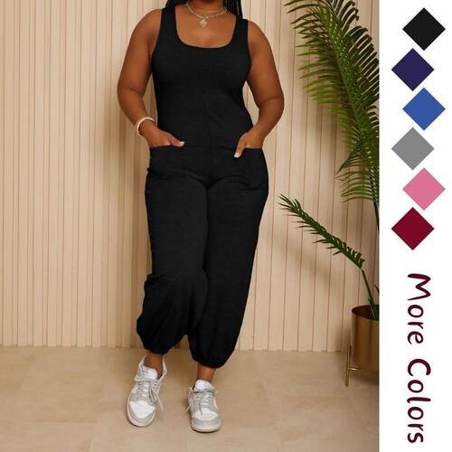 X 49462 U-neck Sleeveless Jumpsuit U 领无袖连体裤跨境速