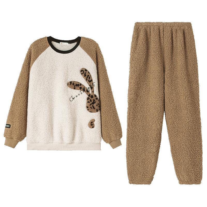 妮狄娅情侣保暖羊羔绒家居服套装