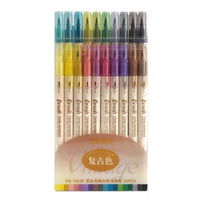 手帐复古色绘画学生双头马克笔