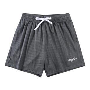 uialk美式男运动训练篮球网眼宽松透气三分裤短裤不过膝双层速干