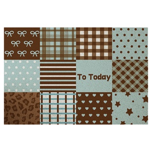 复古风拼布入户门地垫丝圈防滑耐脏进门脚垫玄关大门口可裁剪地毯