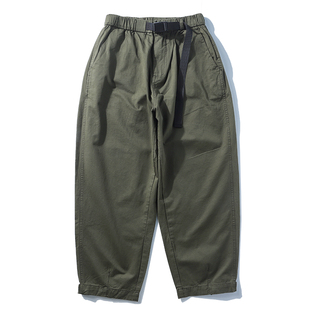 春季新款纯棉斜纹工装裤男宽松廓形日系cityboy锥形裤休闲九分裤