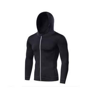 长袖健身服男速干防晒跑步上衣训练服开衫连帽卫衣紧身衣运动外套