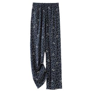 棉绸睡裤男款夏季薄款人造棉大码直筒裤春秋可外穿家居长裤防蚊裤