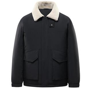 【羊羔绒领】雅鹿翻领羽绒服男冬季短款2026新款加厚户外工装外套
