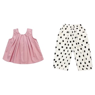 女童夏季套装2026新款无袖背心宝宝薄款夏装波点小女孩时髦两件套