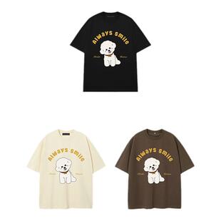 【黄曦彦同款】PRIDE UNION原创设计宠物系列比熊美式复古宽松T恤