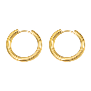 GRGR Glossy Earrings 18K金色大耳圈男嘻哈百搭光面大号素耳环女