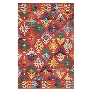 楼兰美惠 民族风正方形地毯客厅民宿茶几垫美式复古钢琴垫地毯大