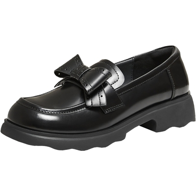 他她黑色小皮鞋女厚底