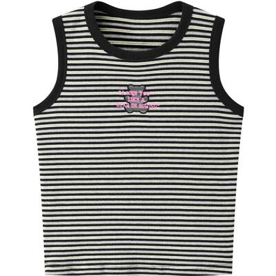 乐町2024夏季新款黑白灰条撞色吊带背心女C2CQE2321