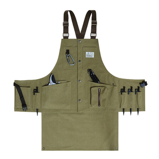 厚帆布欧美围裙定制男士园艺师工作服木工耐磨多口袋可拆分围腰女