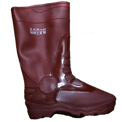 特种工矿茶色高筒塑料无布水鞋