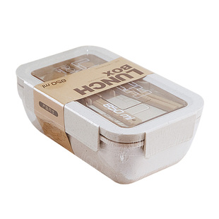 日式小麦秸秆饭盒微波炉加热便当盒学生分隔大容量ins上班族餐盒