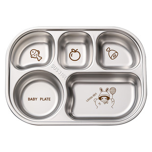 儿童分格餐盘食品级316L不锈钢婴儿宝宝餐具饭盒幼儿园打饭分餐盘