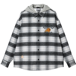 杰克琼斯NBA联名太阳队2025年冬季新款男装衬衫外套舒适百搭衬衣