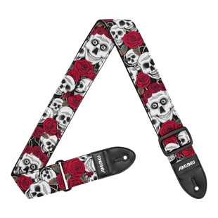 AMUMU复古骷髅红玫瑰吉他背带木吉他电吉他贝斯个性酷炫肩带配件