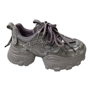 珠利莱2026春季新款水钻厚底老爹鞋女增高休闲鞋百搭炸街显脚小