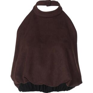 jennie同款仿麂皮绒露背挂脖吊带背心女纯欲性感辣妹夏季百搭上衣