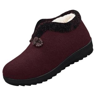 冬季老人棉鞋女加绒加厚羊毛保暖老北京布鞋老年人大棉厚底雪地靴