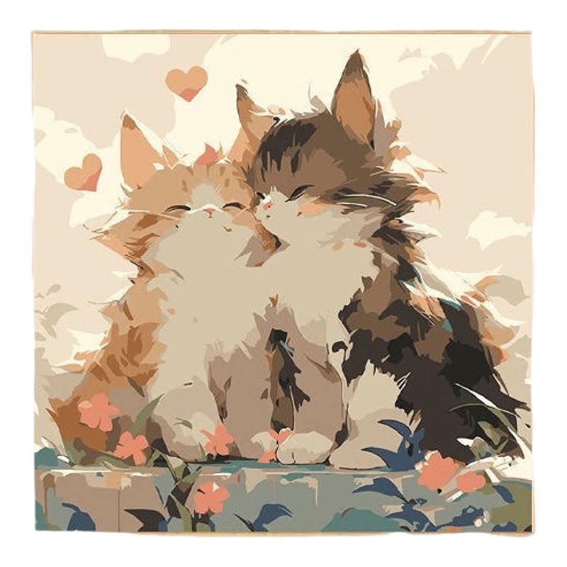 猫咪diy数字油画 儿童卡通简DIY/数字油画