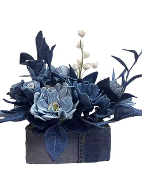 【定制款】手工牛仔艺术布艺花篮创意摆件礼物客厅办公室陈列装饰